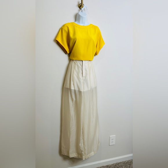 🔥POPULAR🔥 H&M Edition Spring 2025 Cream Chiffon Wide Leg Trouser Pants Size 8 - Picture 13 of 14